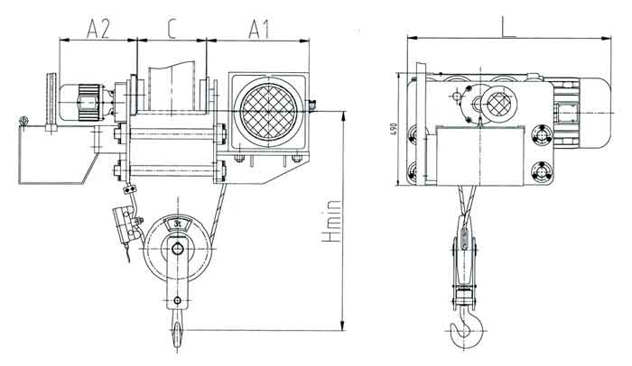 Low headroom hoist