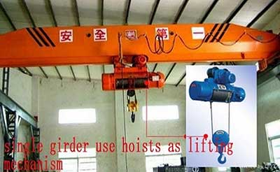 single girder use hoists as the lifting mechanism